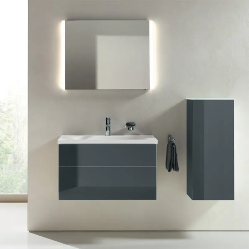 Тумба под раковину Keuco Royal Reflex 34060 110000 796x450x487 мм 1 ящик корпус матовый лак фасад стекло антрацит