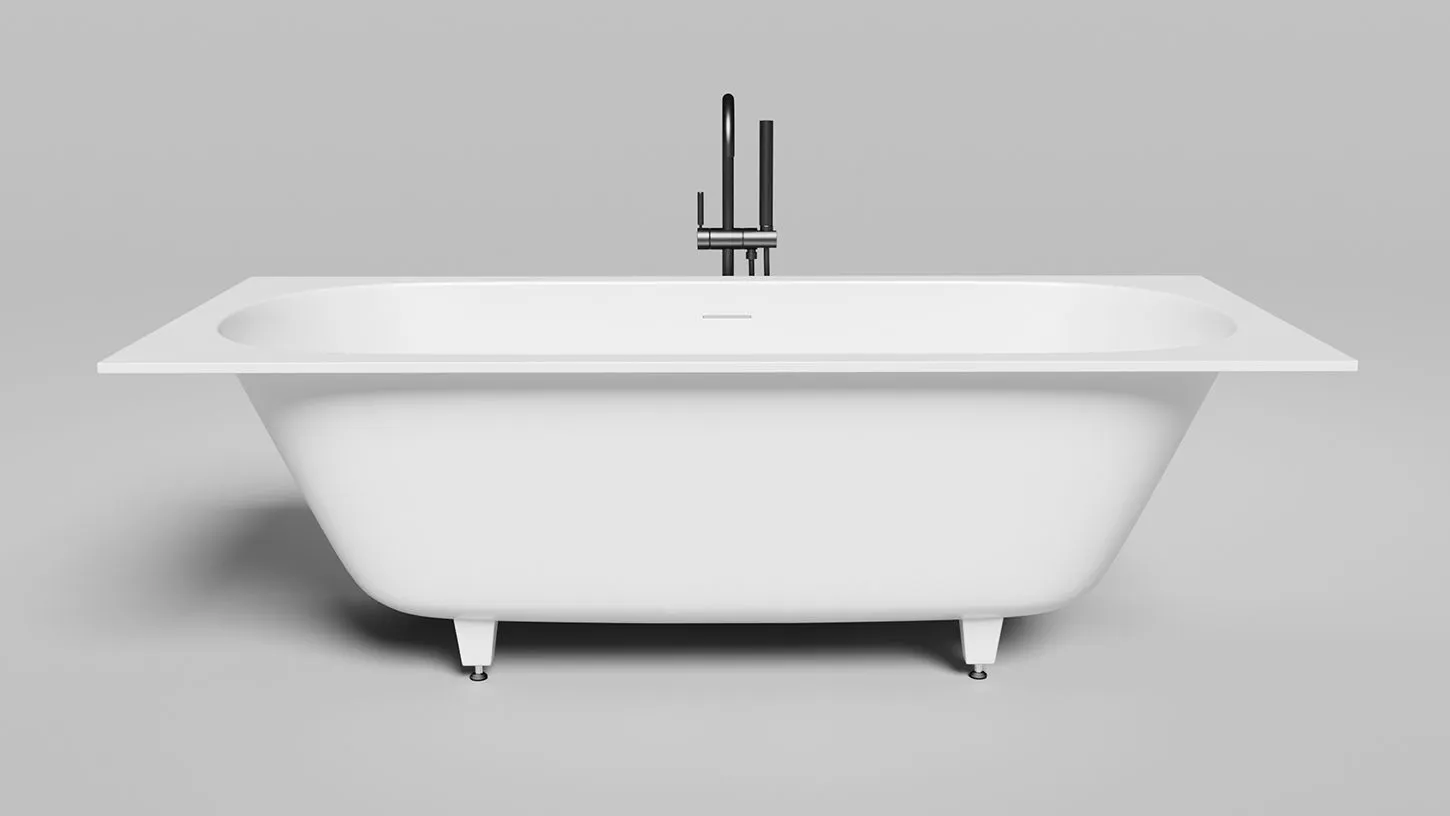 Встраиваемая ванна с овальной чашей ORNELLA AXIS KIT 103511G 905х1905х635 мм, S-Sense, регулируемые ножки, донный клапан "Click-Clack", сифон, интегрированный слив-перелив, цвет Белый глянцевый