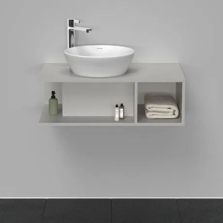 Тумба подвесная под раковину DURAVIT D-Neo DE491800707 800 мм х 480 мм, с консолью, с открытой полкой справа, бетонно-серый матовый