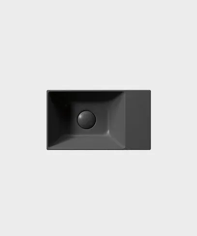 Раковина накладная/подвесная прямоугольная GSI KUBE X 9484126 400 мм х 230 мм, с отверстием под смеситель справа/слева, цвет Чёрный матовый Ardesia