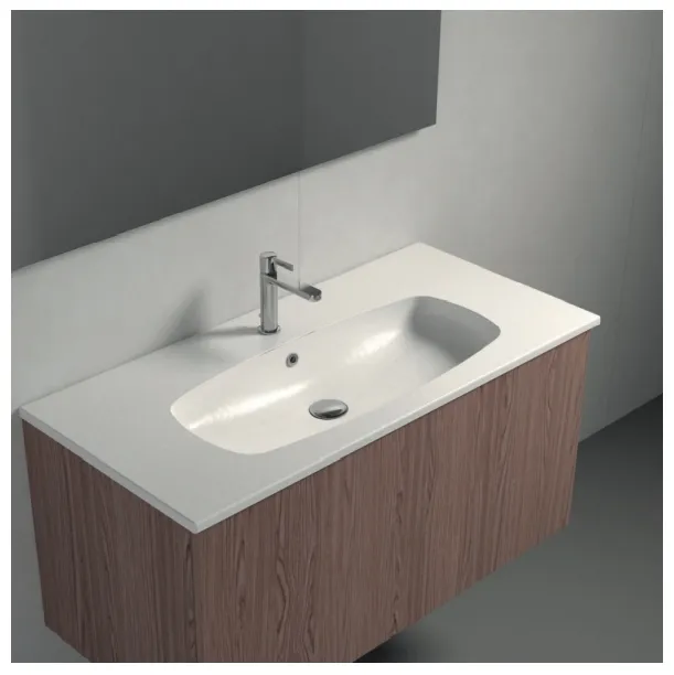 Раковина керамическая с консолью BMT GALAXY 801 741 LAF 03 918    915х18х515 мм, с отверстием под смеситель, с переливом, Ceramica Grigio Scuro Opaco