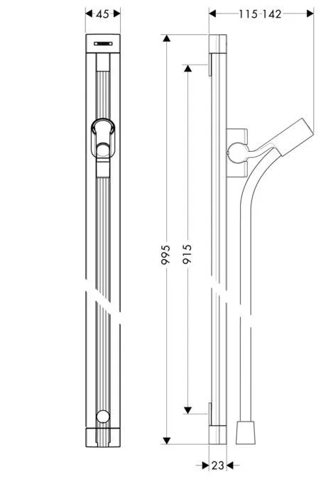 Душевая штанга 90 см со шлангом 160 см Hansgrohe Raindance Unica'S 27636000 хром
