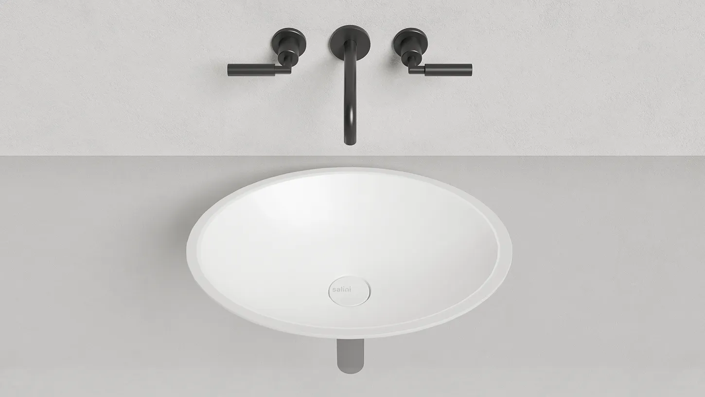 Раковина встраиваемая овальная SALINI MAREA 11 1802211M 550х400х135мм, S-Stone, без донного клапана, цвет Белый матовый