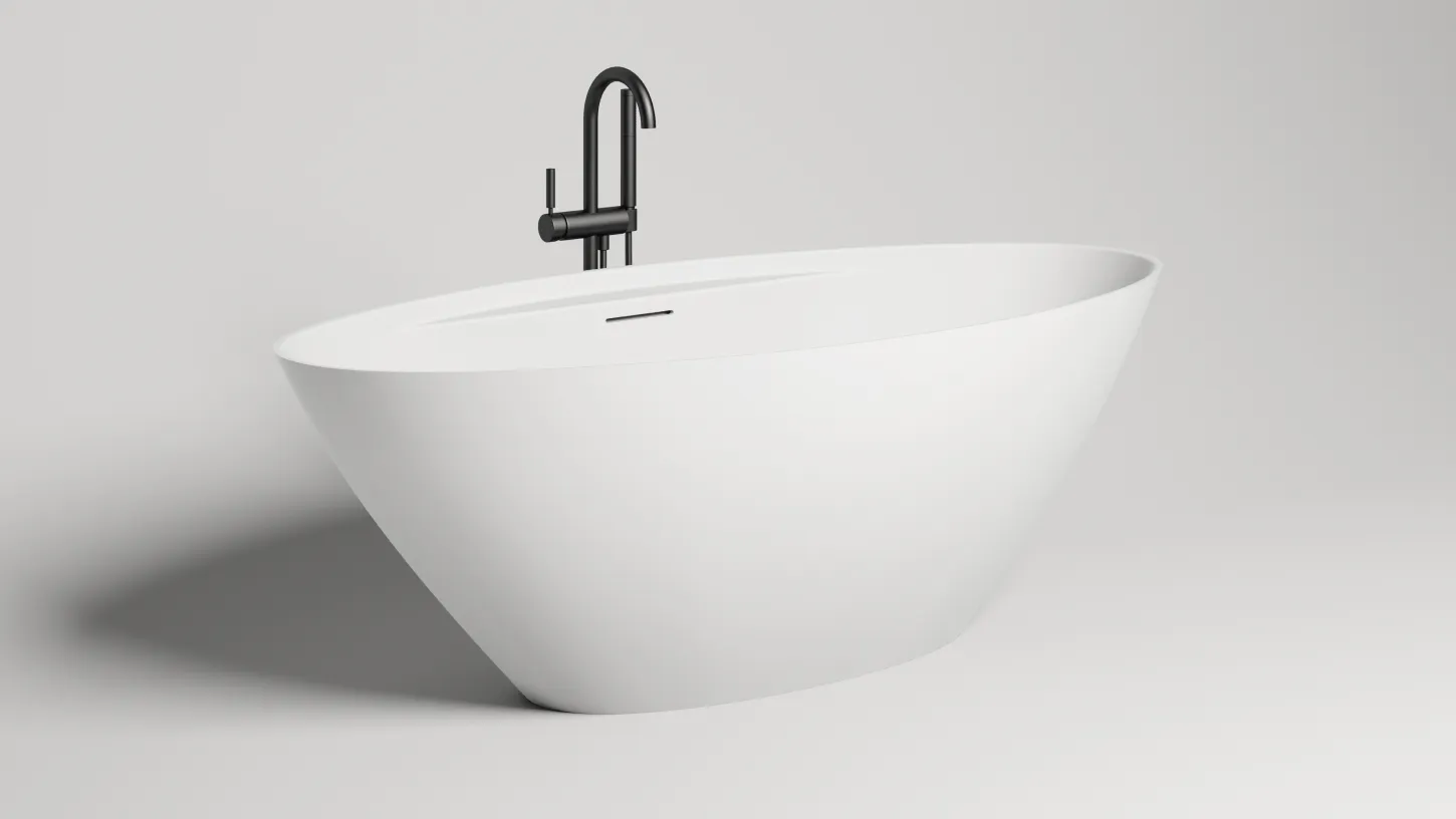 Отдельностоящая ванна с овальной чашей SALINI DIVA 102211G 1780х855х600 мм, S-Sense, донный клапан, сифон, интегрированный слив-перелив, цвет Белый глянцевый