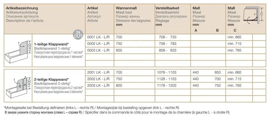 Шторка на ванну поворотная из двух частей правая Provex Look 2003 LK 28 GL R 1200 мм х 1400 мм, матовый алюминий/стекло прозрачное (изделие снято с производства)
