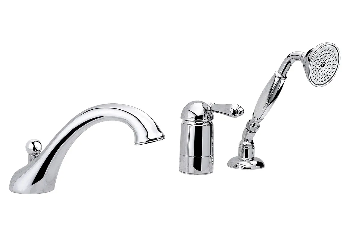 Смеситель однорычажный на борт ванны NICOLAZZI MONOCOMANDO CLASSICO 3414CR75 с ручным душем, на 3 отверстия, хром