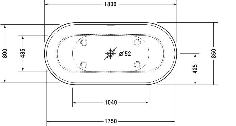 Ванна из композитного материала отдельно стоящая Duravit Luv 700434000000000 1800 x 850 мм
