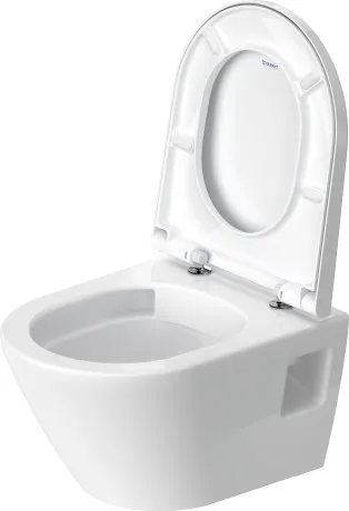 Унитаз подвесной + сиденье Duravit D-Neo Rimless 45870900A1 370 мм х 480 мм, с вертикальным смывом, без смывного края, с креплением Durafix, белый