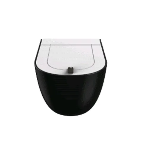 Унитаз подвесной безободковый ARTCERAM THE ONE THV001 03 00 520 мм х 350 мм, c креплением, чёрный глянцевый