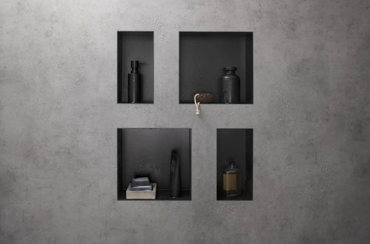 Настенный короб HANSGROHE XtraStoris Original 56067670 с интегрированной рамой 300 мм х 900 мм х 100 мм, матовый чёрный