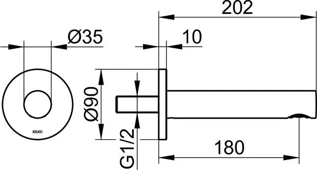 Излив для ванны KEUCO IXMO 59545 370101 202 мм, круглое основание, чёрный матовый