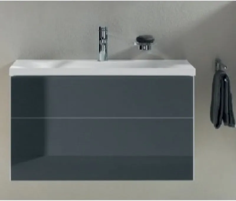 Тумба под раковину Keuco Royal Reflex 34070 110000 996x450x487 мм 1 ящик корпус матовый лак фасад стекло антрацит