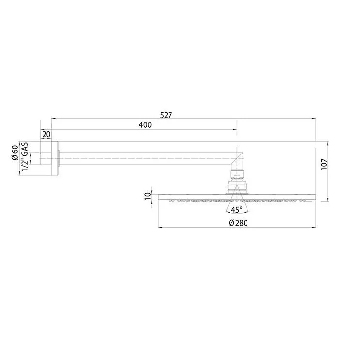  Верхний душ настенный BOSSINI COSMO H70596I.030 с кронштейном, хром