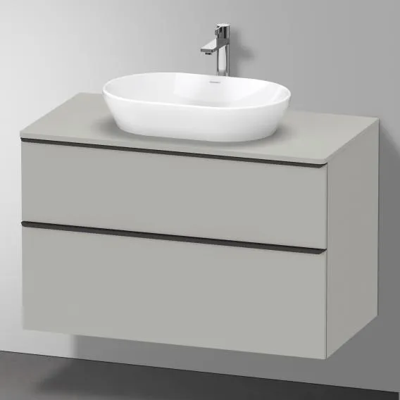 Тумба подвесная под раковину DURAVIT D-Neo DE4968040707 550 мм х 1000 мм, с двумя выдвижными ящиками и консолью, бетонно-серый матовый