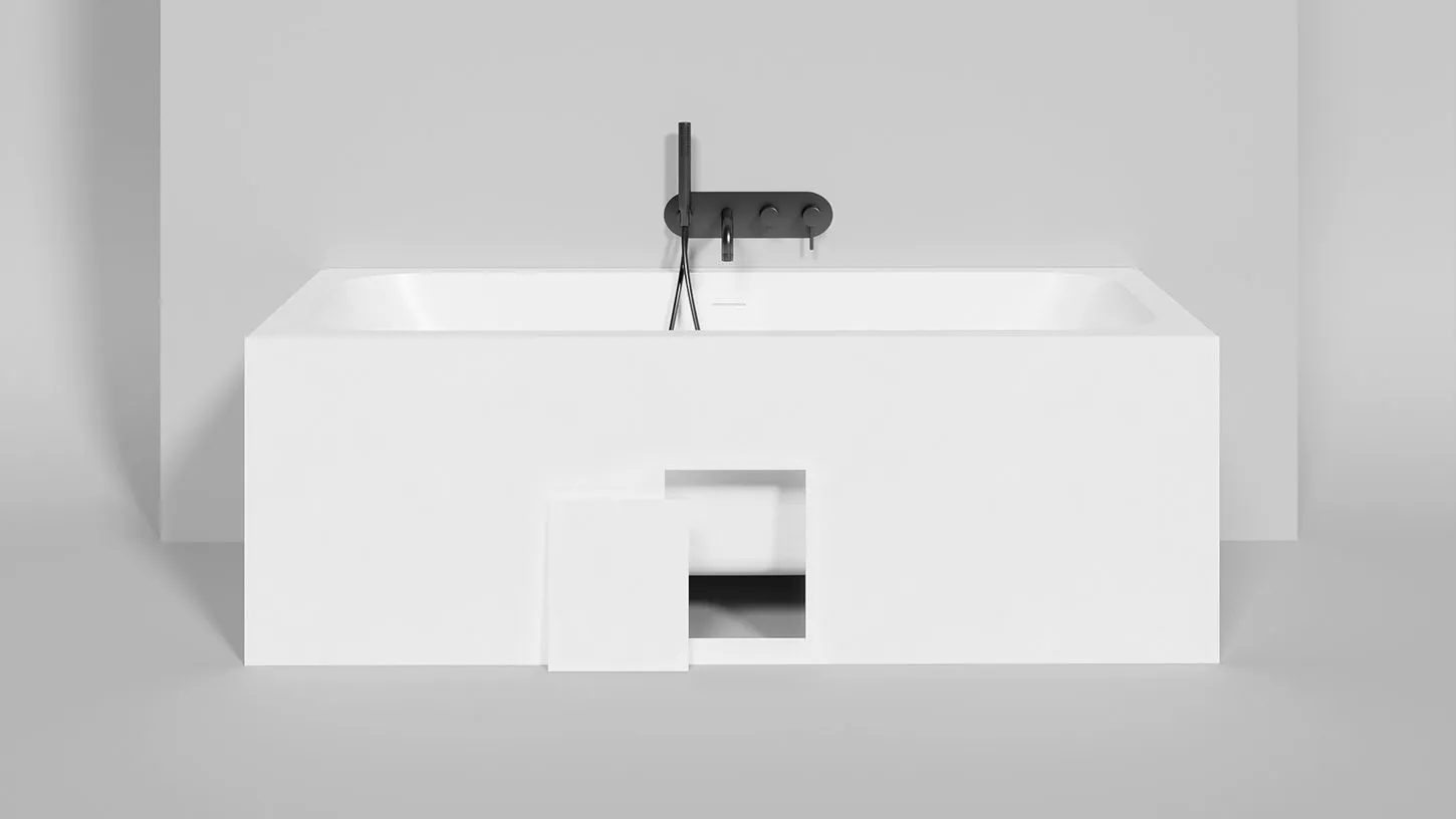 Встраиваемая прямоугольная ванна SALINI ORLANDA AXIS KIT 103313G 750х1700х600 мм, с регулируемыми ножками, из S-Sense, слив-перелив, сифон, донный клапан, цвет Белый глянцевый