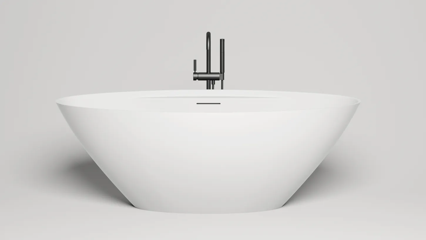 Отдельностоящая ванна с овальной чашей SALINI DIVA 102211G 1780х855х600 мм, S-Sense, донный клапан, сифон, интегрированный слив-перелив, цвет Белый глянцевый
