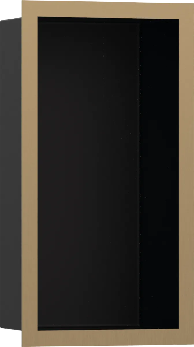 Настенный короб HANSGROHE XtraStoris Individual 56095140 с дизайнерской рамой, 300 мм х 150 мм х 100 мм, матовый чёрный/шлифованная бронза