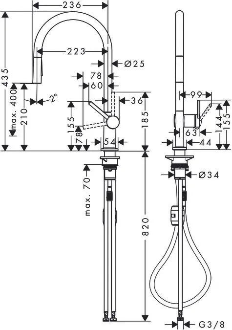 Кухонный смеситель однорычажный с вытяжным душем Hansgrohe Talis M54 72800000 хром 