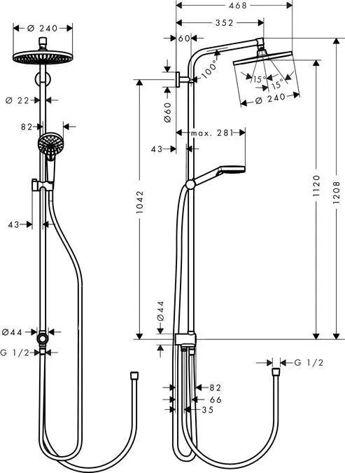 Душевая система Hansgrohe Crometta S 240 1jet 27270000 Хром