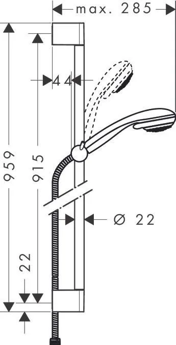Душевой гарнитур со штангой 65 см Hansgrohe Crometta 85 Vario/Unica Crometta 27763000 Хром