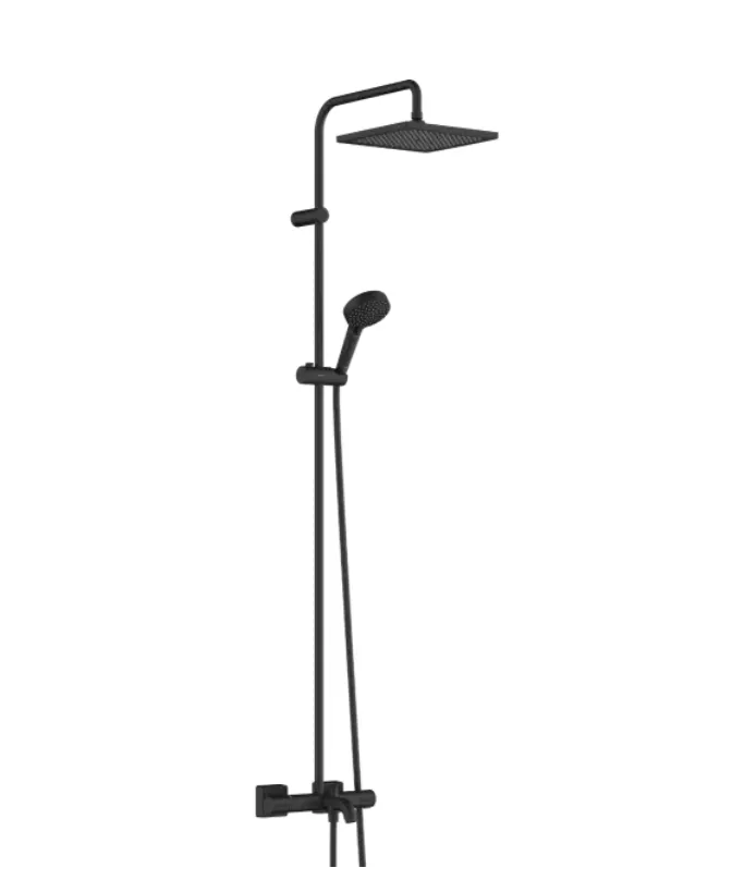 Душевая система HANSGROHE Vernis Shape Showerpipe 240 1jet 26900670 с термостатом для ванны, цвет Чёрный матовый