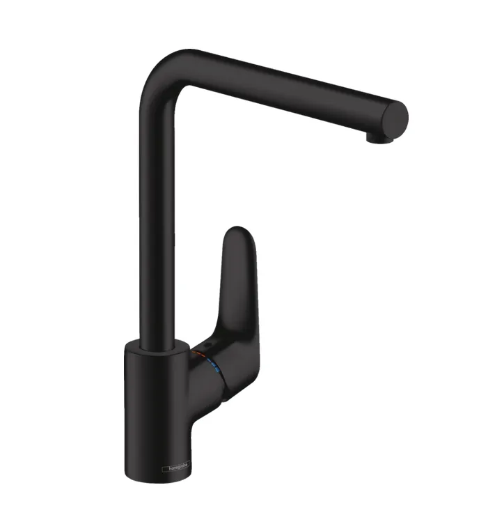 Кухонный смеситель однорычажный 1jet HANSGROHE Focus M 41 31817670 280 мм, цвет Чёрный матовый