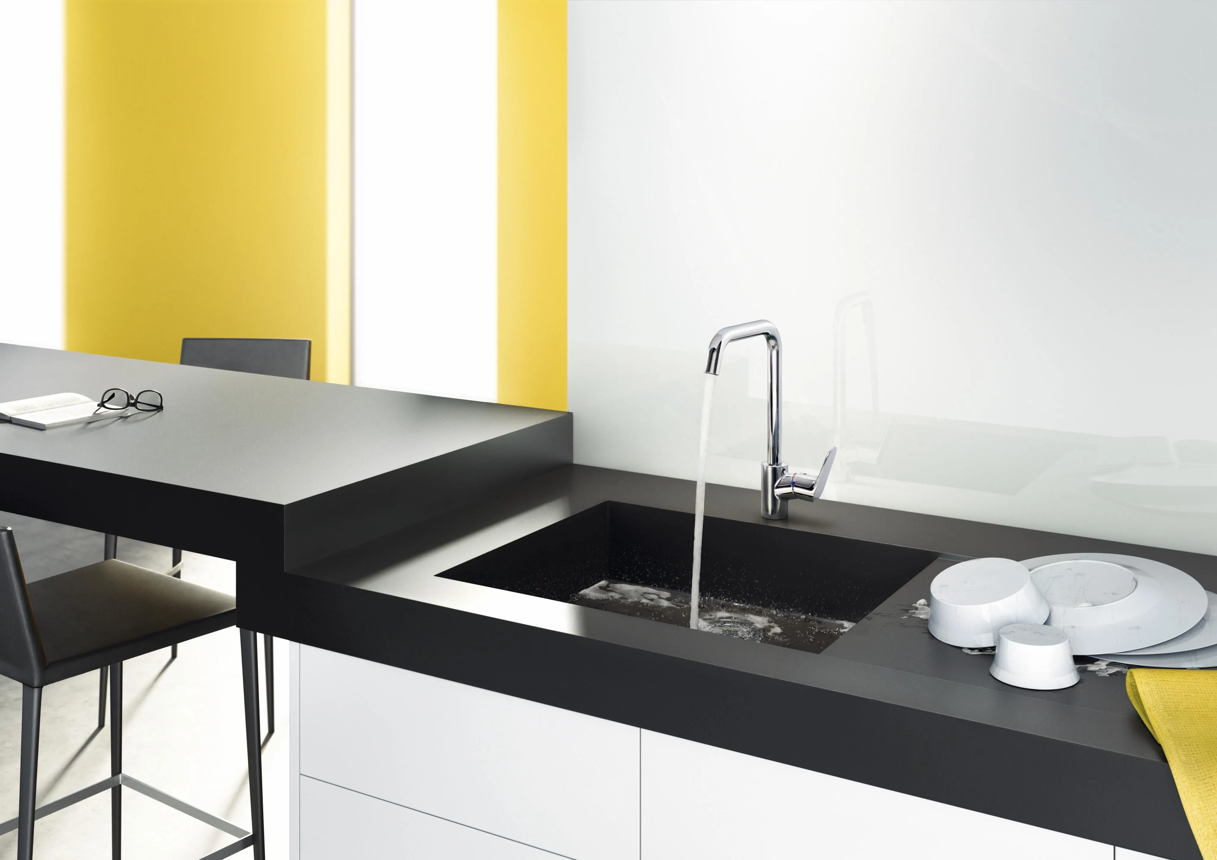 Высокий кухонный смеситель однорычажный с поворотным изливом 1jet HANSGROHE Focus M41 31821800 260 мм, с EcoSmart, цвет Сталь