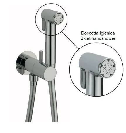 Гигиенический душ cо смесителем CISAL Idroscopini CV00797521 с выводом с держателем и прогрессивным картриджем, цвет Хром