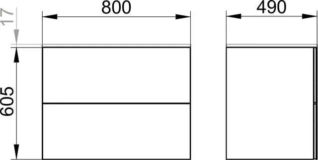 Тумба подвесная под раковину KEUCO PLAN 32963 300000 490 мм х 800 мм, c 2 выдвижными ящиками, белый матовый/белый глянцевый