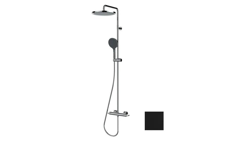 Душевая колонна BOSSINI Apice L10505.073 с термостатом, верхним душем, ручным душем, держателем и шлангом, чёрный матовый