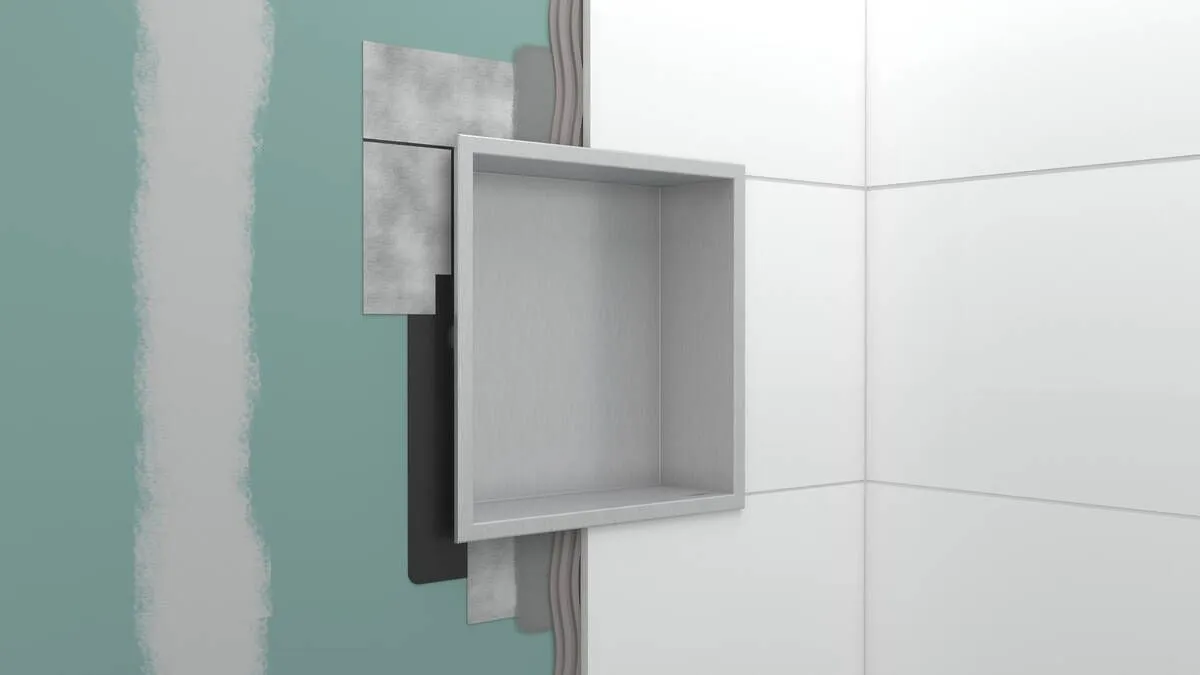 Настенный короб HANSGROHE XtraStoris Original 56061800 с интегрированной рамой 300 мм х 300 мм х 100 мм, полированная сталь