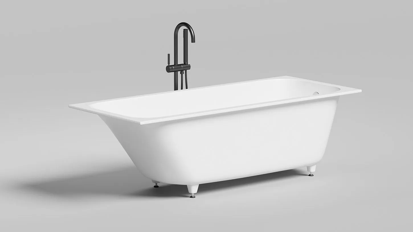 Встраиваемая прямоугольная ванна SALINI ORLANDA 102021M 690х1685х590 мм, с регулируемыми ножками, из S-Stone, цвет Белый матовый