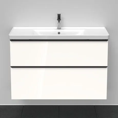 Тумба подвесная под раковину DURAVIT D-Neo DE435602222 984 мм х 452 мм, с выдвижным ящиком и выдвижным отделением, белый глянцевый