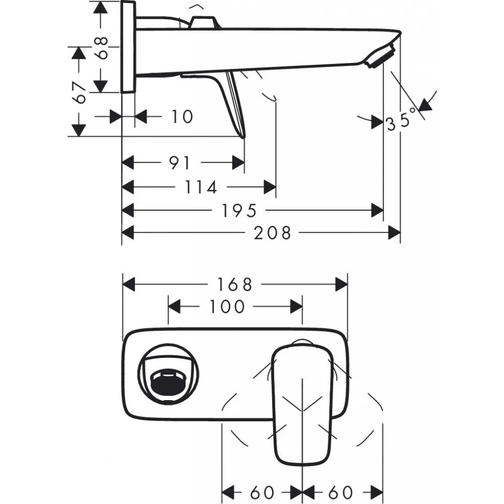 Смеситель для раковины Hansgrohe Logis 71220000 встраиваемый хром