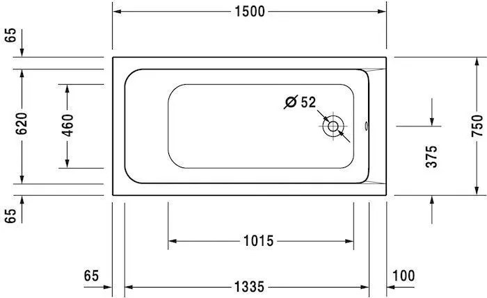 Акриловая встраиваемая ванна Duravit D-Code 700095000000000 1500 х 750