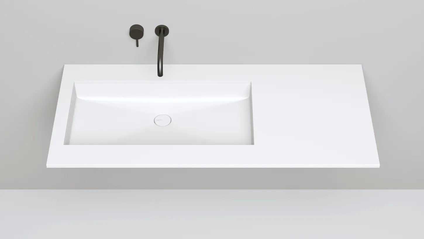 Раковина встраиваемая прямоугольная SALINI MAREA 10 1802210M 747х400х130мм, S-Stone, без донного клапана, цвет Белый матовый