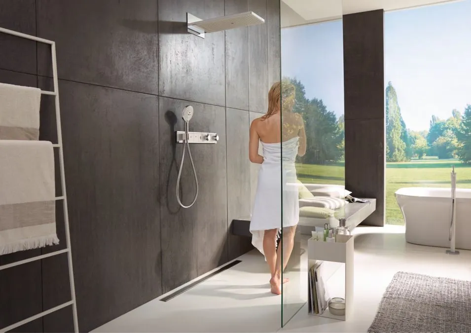 Смеситель для душа с термостатом Hansgrohe RainSelect 15357600 черный, хром