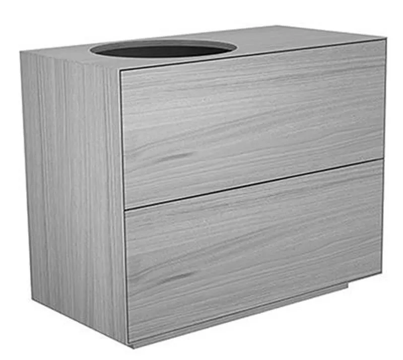 Напольная тумба под умывальник Keuco Edition Lignatur 33371 800123 1050х 800х535 мм отверстие слева 2 ящика фасад и корпус из ореха