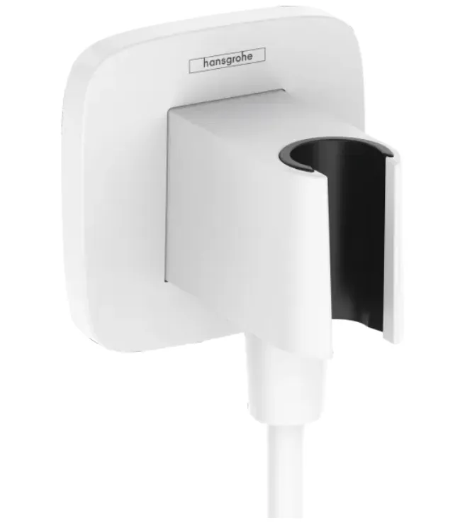 Шланговое подсоединение HANSGROHE FixFit Modern 26887700 с держателем лейки, цвет Белый матовый