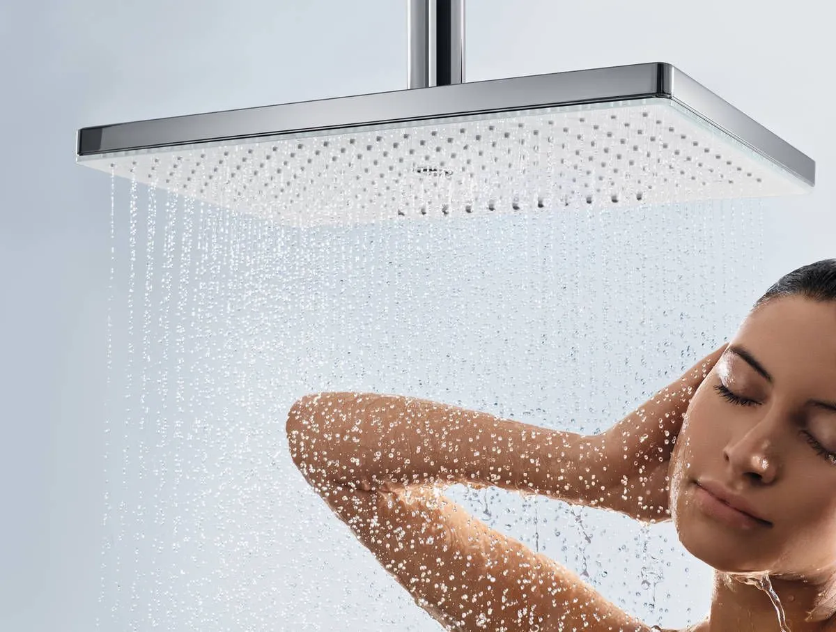 Верхний душ потолочный HANSGROHE Rainmaker Select 460 1jet 24012400 с EcoSmart, Белый/Хром