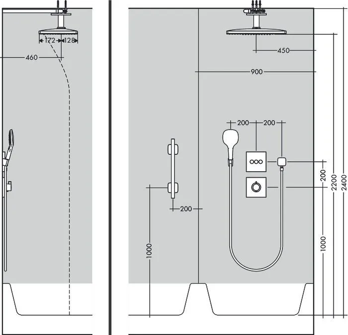 Верхний душ с потолочным держателем Hansgrohe Raindance Rainmaker Select 460 2jet 24004600 Хром/Чёрный