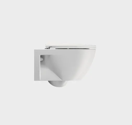 Унитаз подвесной GSI PURA ECO 880709 350 мм х 550 мм, Swirlflush, с открытым креплением, цвет Белый матовый