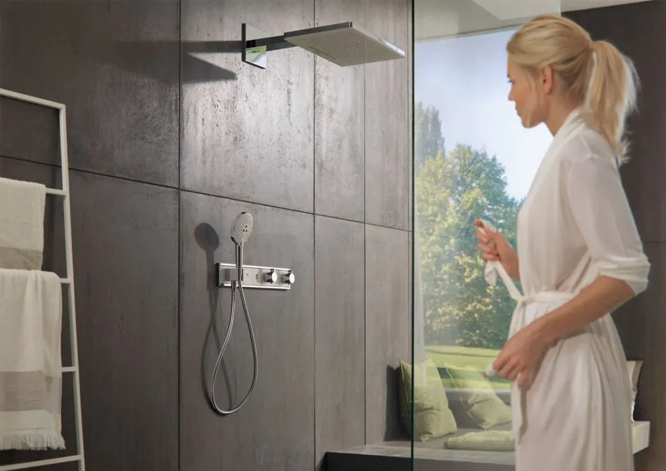 Смеситель для душа с термостатом Hansgrohe RainSelect 15357600 черный, хром