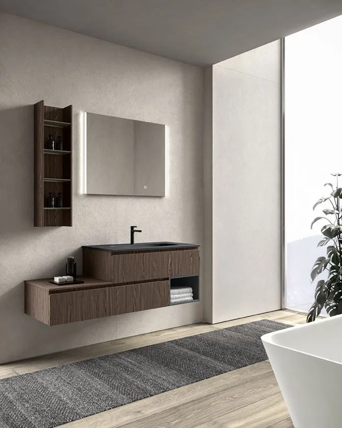 Полка для ванной комнаты BMT GALAXY 907 537 CLB 02 295    250х972х170 мм, цвет Chestnut/Metallic Titanium