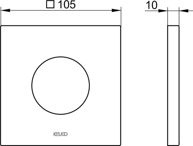 Настенная розетка квадратная для термостата KEUCO IXMO 59553 370092 105 мм, чёрный матовый