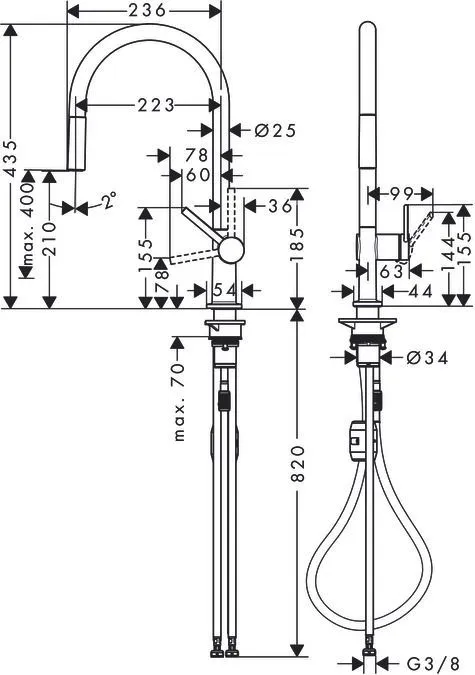 Кухонный смеситель однорычажный с выдвижным изливом Hansgrohe Talis M54 72802800 под сталь