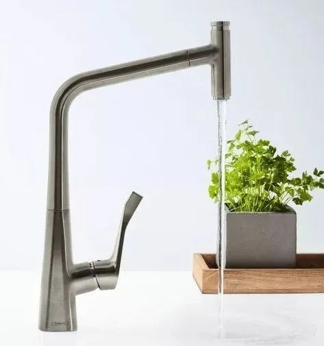 Однорычажный смеситель для кухни с вытяжным душем 2jet HANSGROHE Metris M71 14834800 220 мм, цвет Под сталь