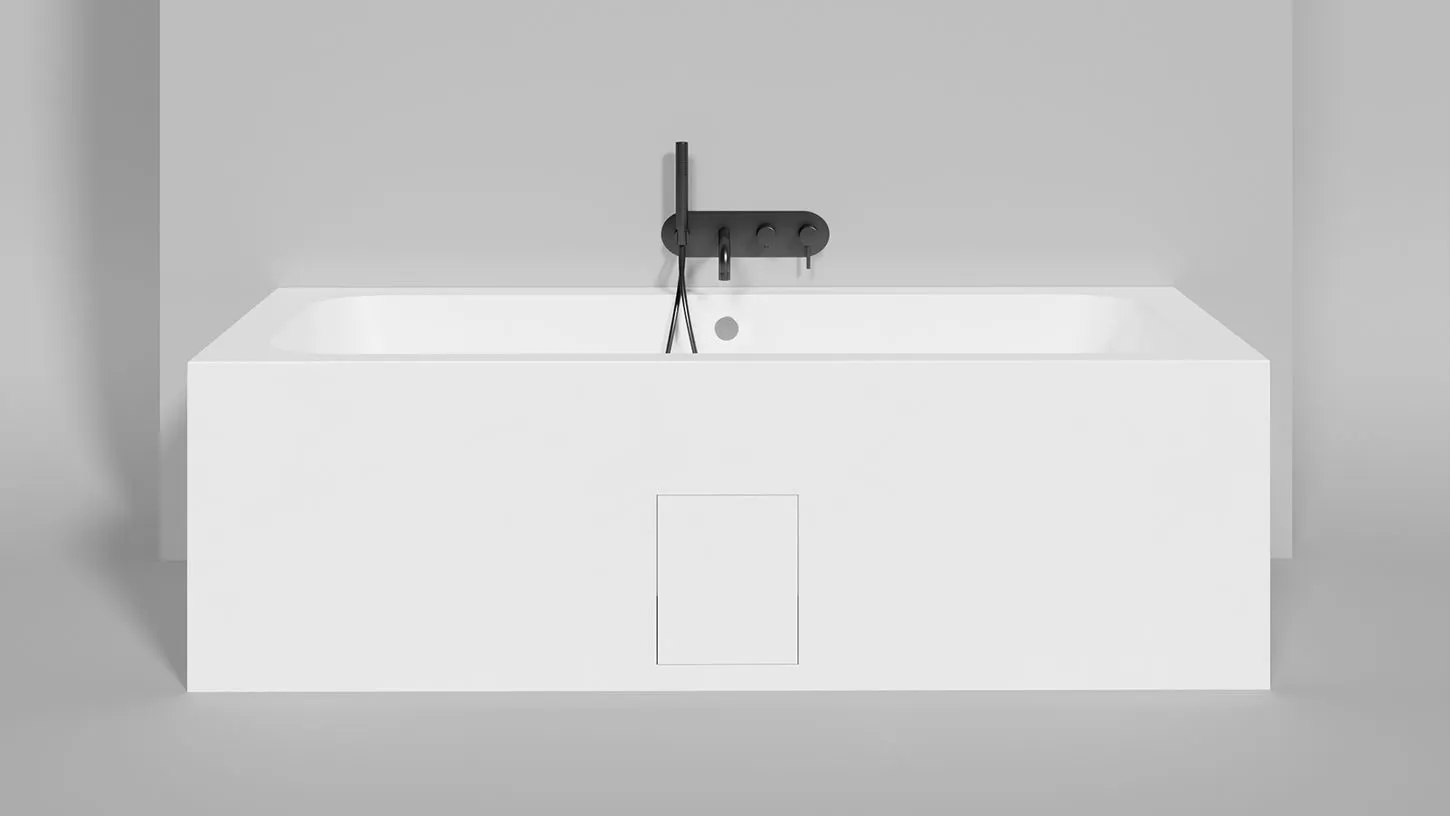 Встраиваемая прямоугольная ванна SALINI ORLANDA AXIS 103211M 805х1911х600 мм, с регулируемыми ножками, из S-Sense, цвет Белый матовый