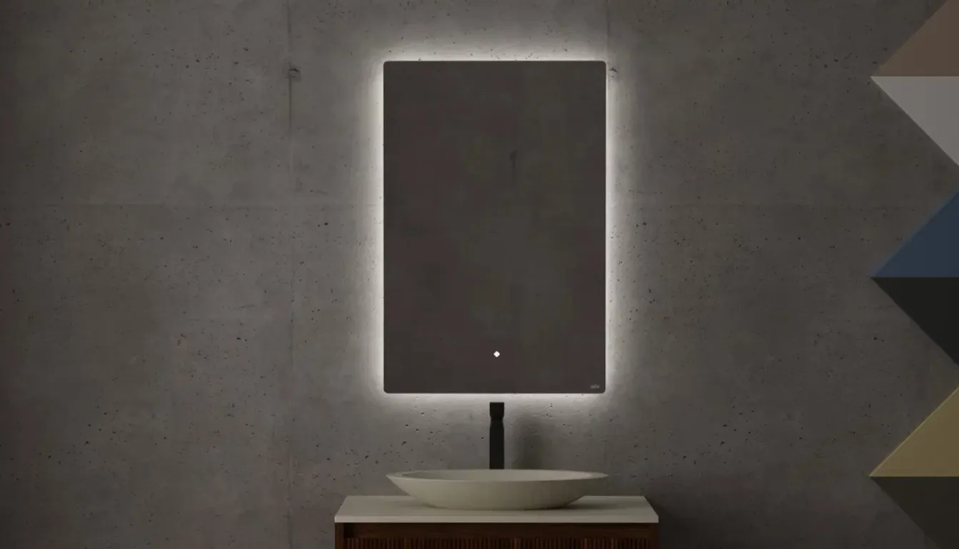 Зеркало с LED - подсветкой SALINI OMBRA 27M016090BH 600х900х25мм, с обогревом и сенсорным включателем, цвет Серый