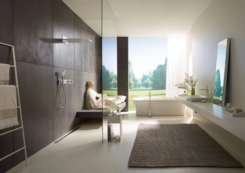 Смеситель для душа с термостатом Hansgrohe RainSelect 15357600 черный, хром